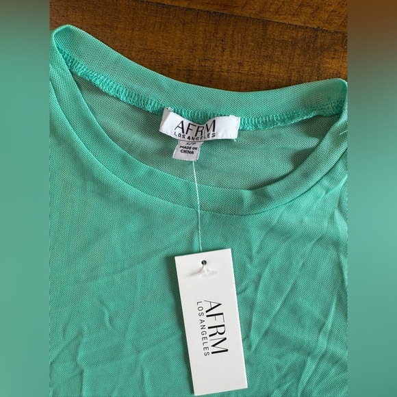 AFRM Los Angeles Long Sleeve Mesh Top mint green size S NWT - Picture 2 of 5